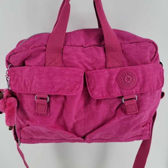 💗 Kipling Pink Messenger Bag w/ Monkey Charm – Cute, Lightweight & Ready to Go! - Picture 4 of 11